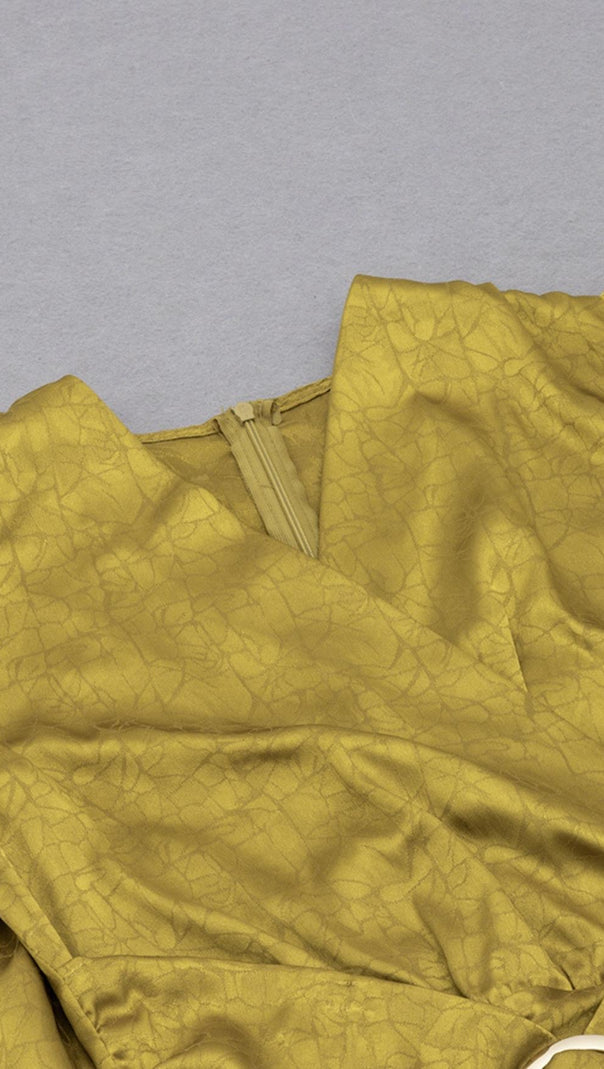 AIIZIE LONG SLEEVES RUCHED MIDI DRESS IN YELLOW - product image