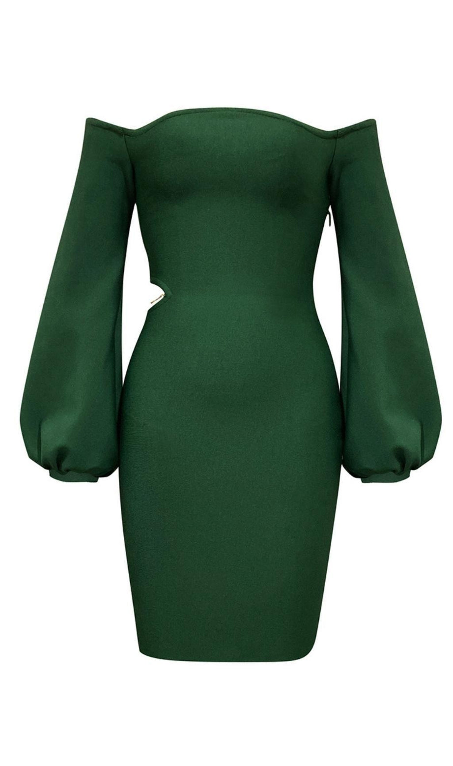 MINI ABITO VERDE CON SPALLE SCOPERTE
