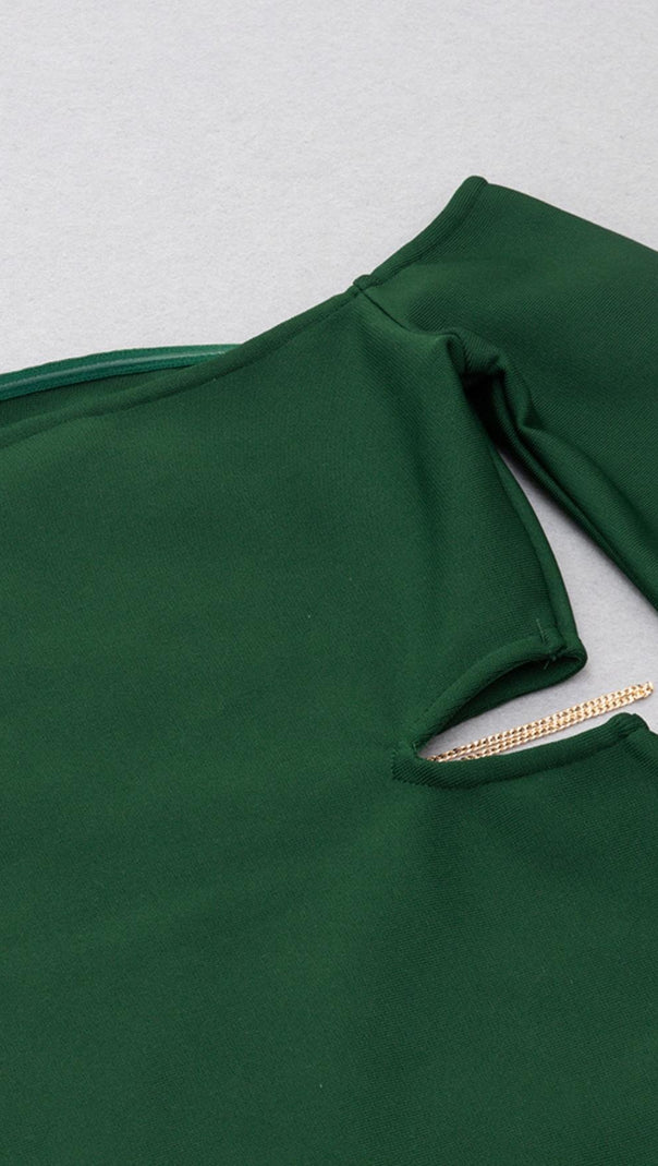 AIIZIE OFF THE SHOULDER MINI DRESS IN GREEN - product image