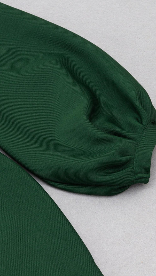AIIZIE OFF THE SHOULDER MINI DRESS IN GREEN - product image