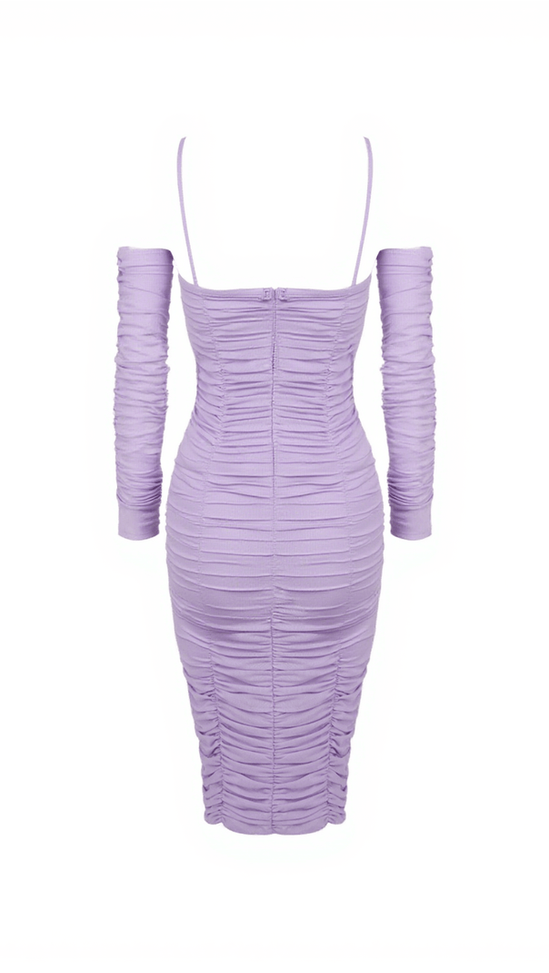 AIIZIE MONGA SPAGHETTI FLOWER RUCHED MIDI DRESS - product image