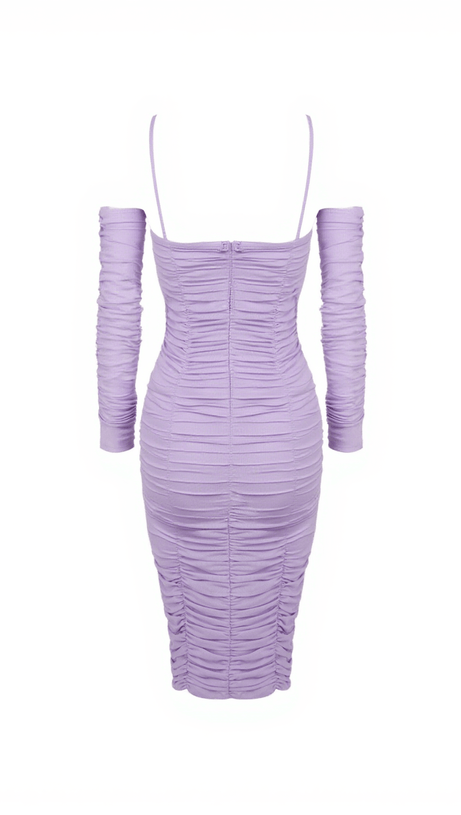 ABITO MIDI MONGA SPAGHETTI FIORI CON RUCHES