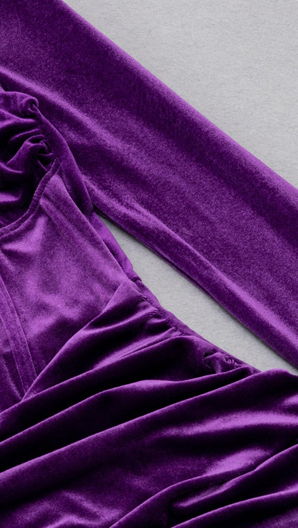 AIIZIE LONG SLEEVES RUCHED MINI DRESS IN PURPLE - product image