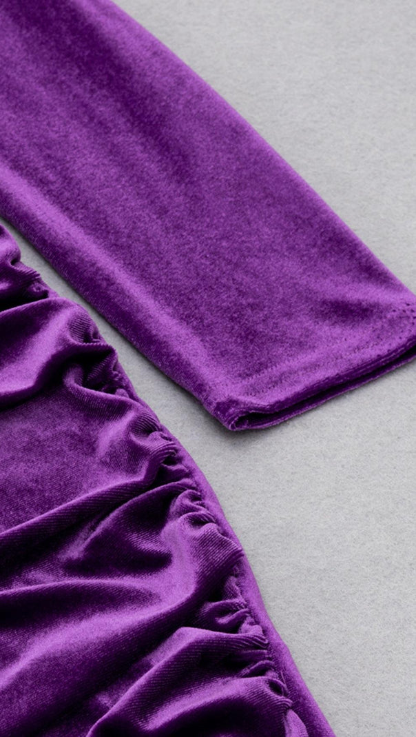 AIIZIE LONG SLEEVES RUCHED MINI DRESS IN PURPLE - product image