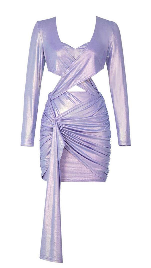 AIIZIE LONG SLEEVES CUT OUT MINI DRESS IN PURPLE - product image