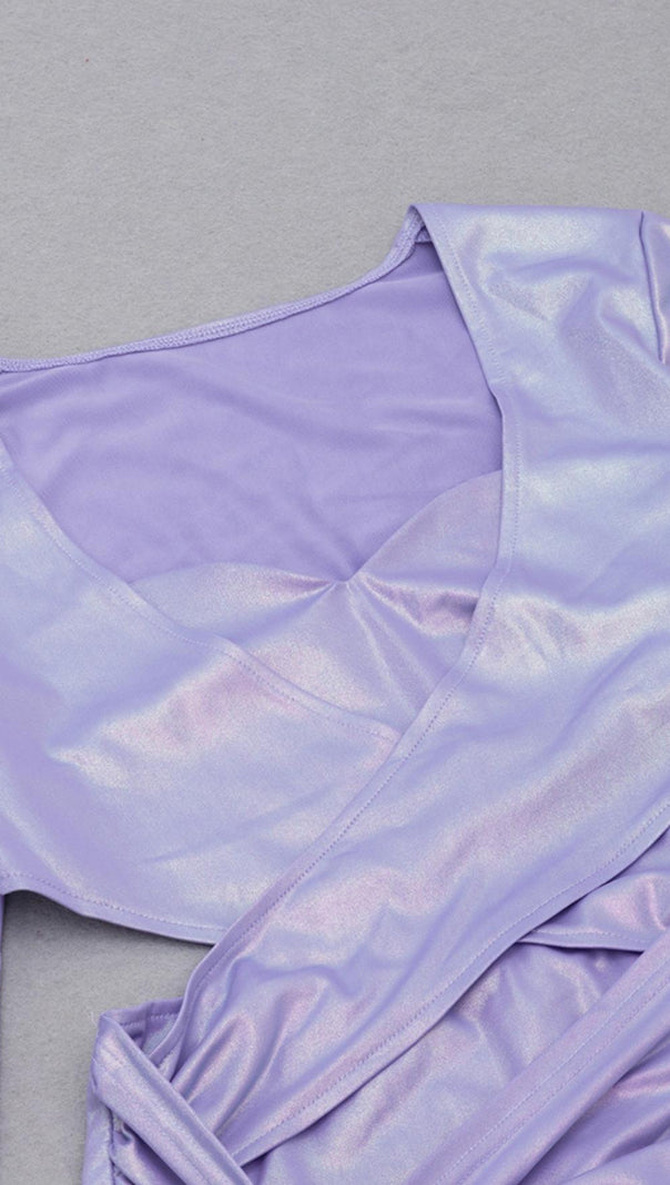 AIIZIE LONG SLEEVES CUT OUT MINI DRESS IN PURPLE - product image