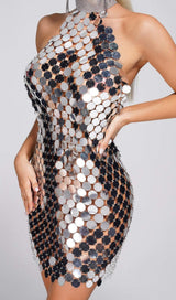 HALTER SEQUIN MIRROR MINI DRESS