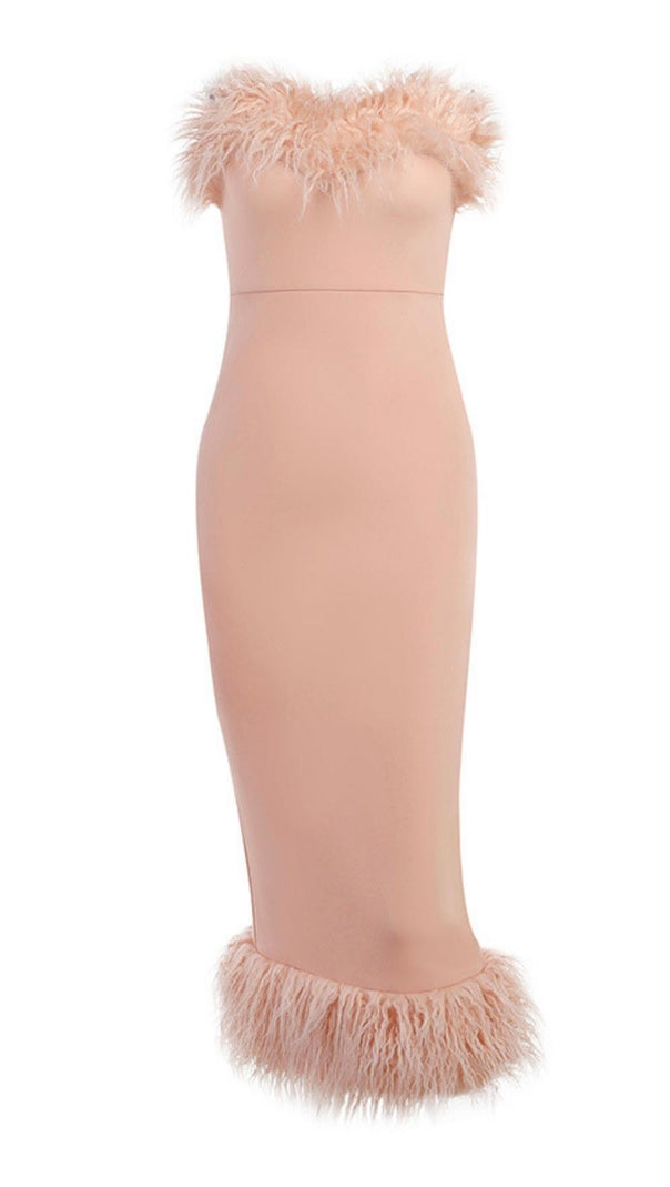 AIIZIE FEATHER BODYCON MIDI DRESS - product image