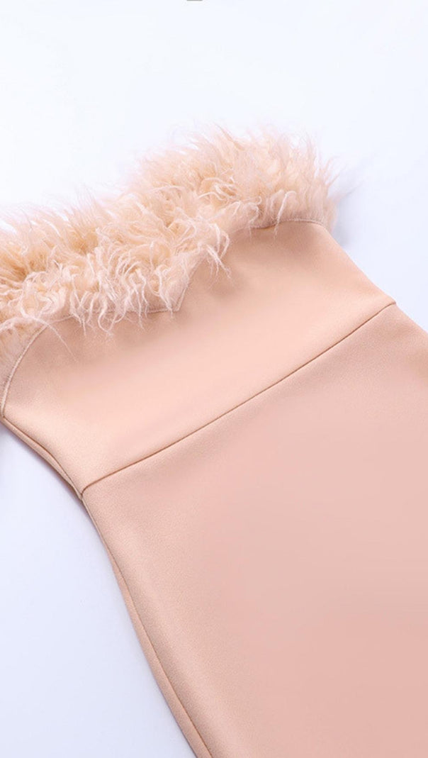 AIIZIE FEATHER BODYCON MIDI DRESS - product image