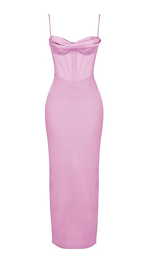 AIIZIE BACKLESS CORSET MAXI DRESS IN PINK - product image