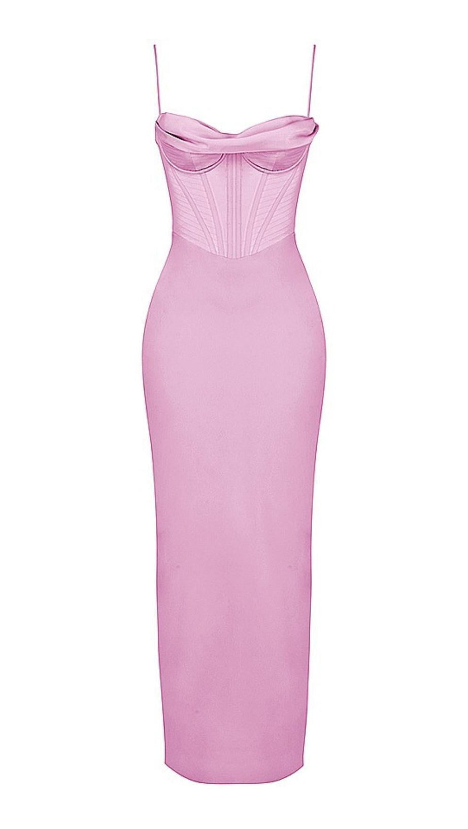 ABITO LUNGO CON CORSETTO SENZA SCHIENA ROSA