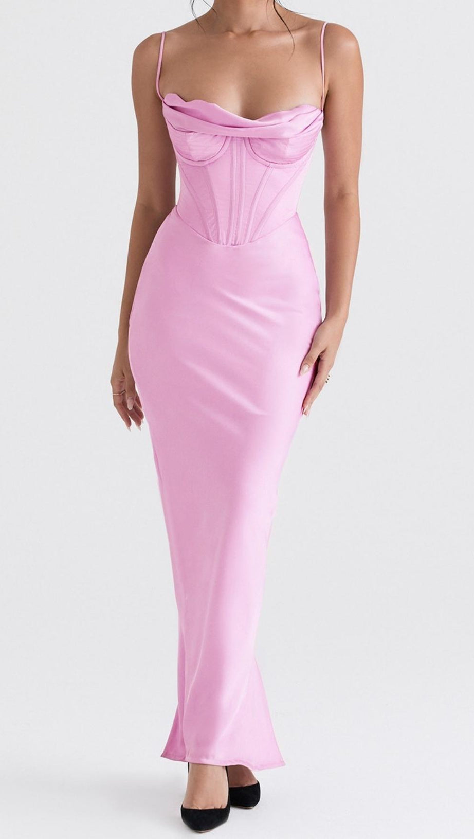 RÜCKENFREIES KORSETT-MAXIKLEID IN ROSA