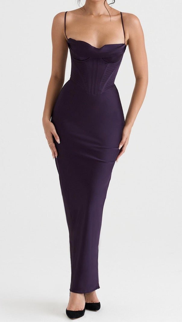 AIIZIE NIGHT SHADE CORSET MAXI DRESS - product image