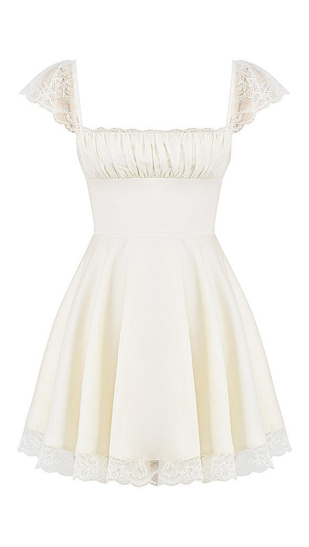 AIIZIE SATIN LACE MINI DRESS IN WHITE - product image