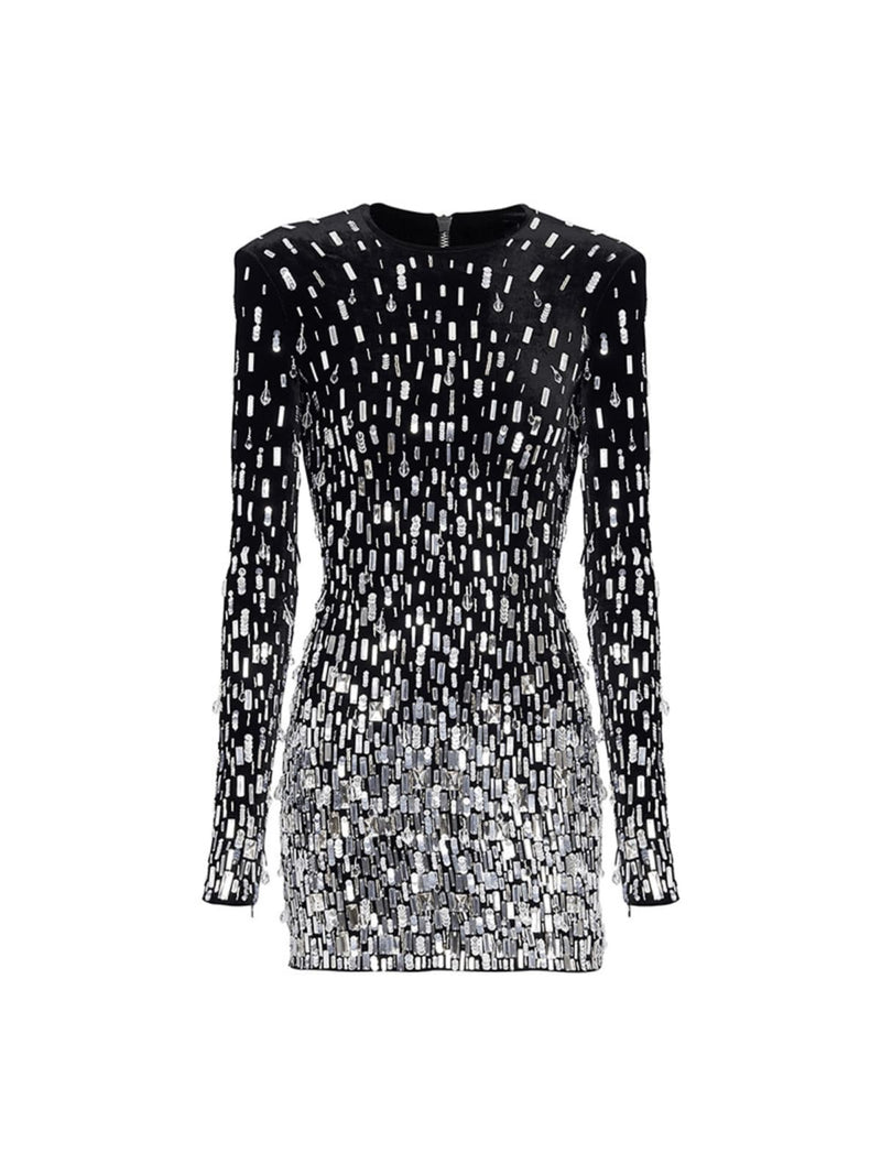 Karla Long Sleeve Embellished Velvet Dress