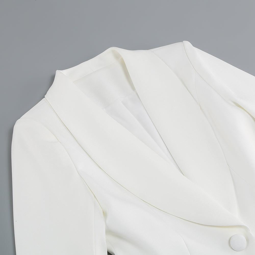 LANGÄRMELIGES MINIKLEID MIT FEDERN IN WEISS