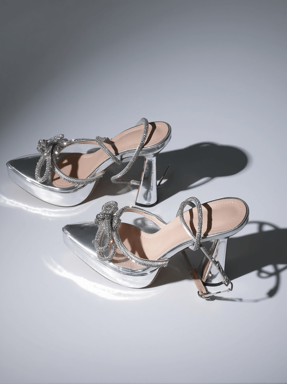 ANOUK BOW CRYSTAL TACCO IN ARGENTO