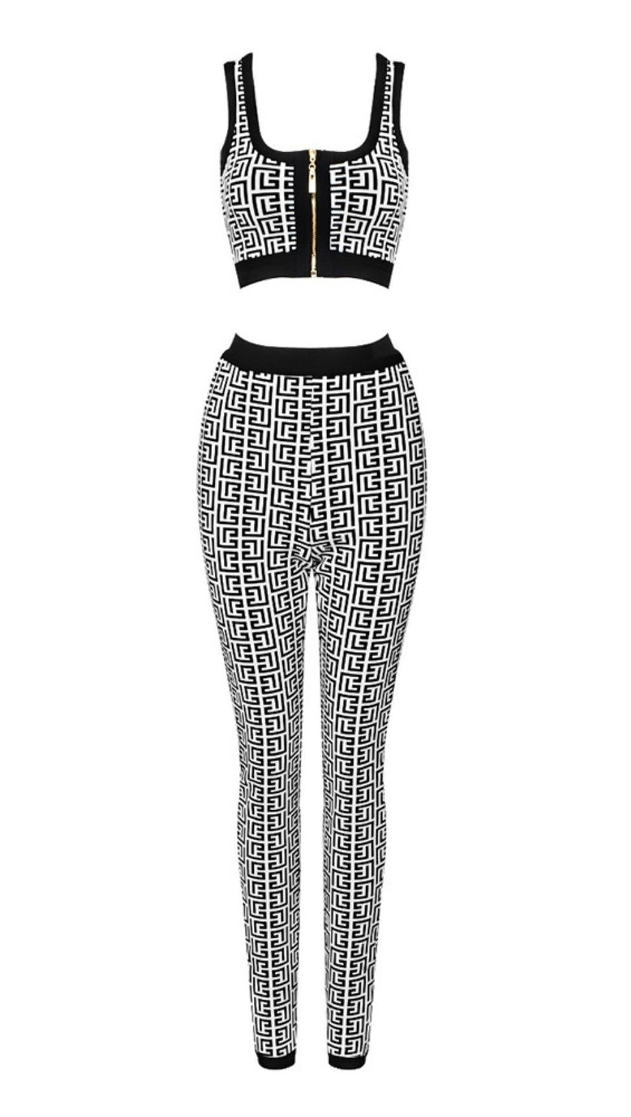 JACQUARD-ZWEITEILIGES SET IN GRAU