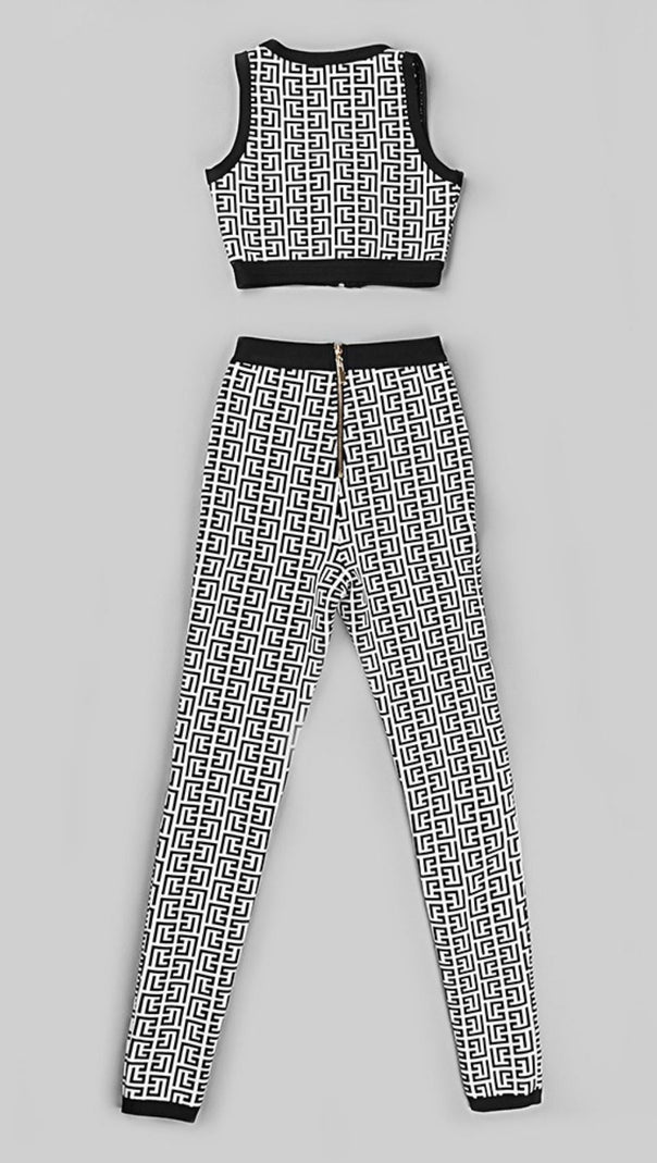 JACQUARD-ZWEITEILIGES SET IN GRAU
