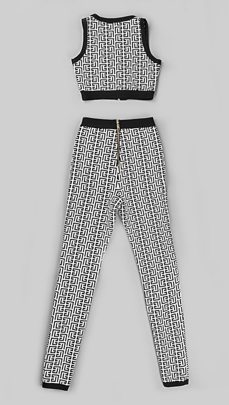 JACQUARD TWO PIECE SET IN GRAY