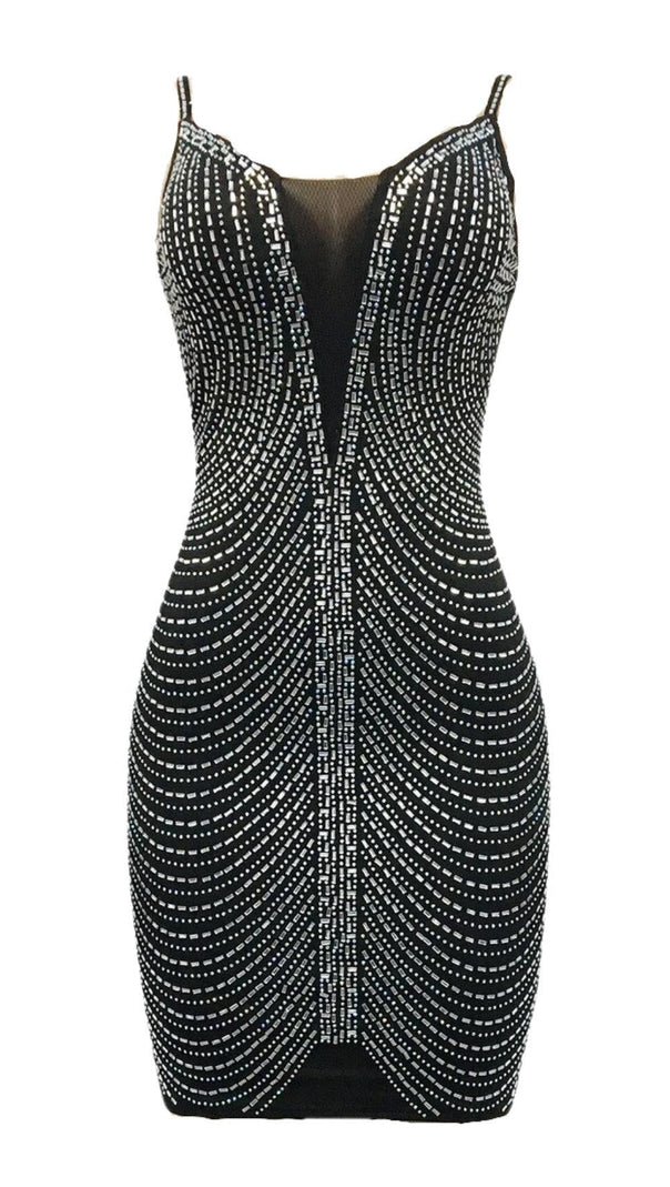 AIIZIE BANDAGE SEQUIN MINI DRESS IN BLACK - product image