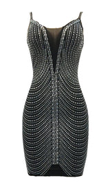 BANDAGE SEQUIN MINI DRESS IN BLACK