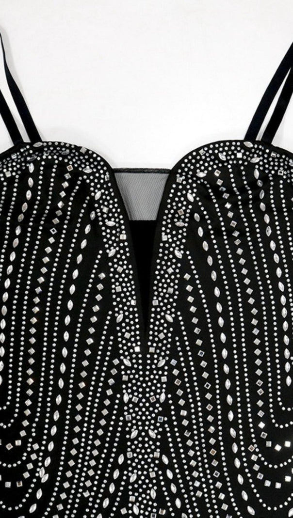 AIIZIE BANDAGE SEQUIN MINI DRESS IN BLACK - product image