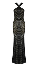 HALTER SEQUIN MAXI DRESS IN BLACK