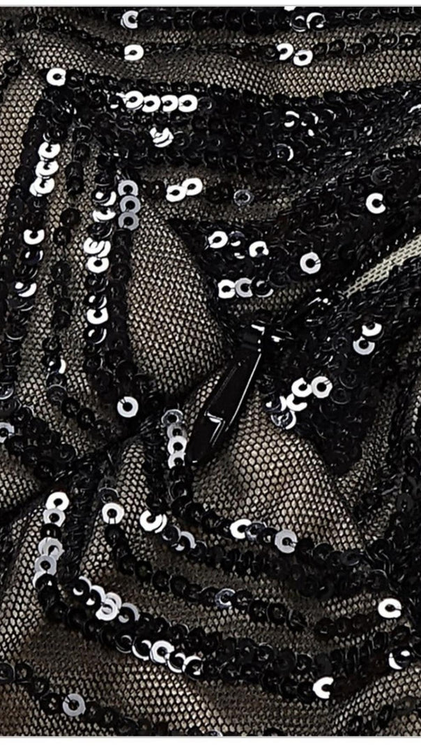 AIIZIE HALTER SEQUIN MAXI DRESS IN BLACK - product image