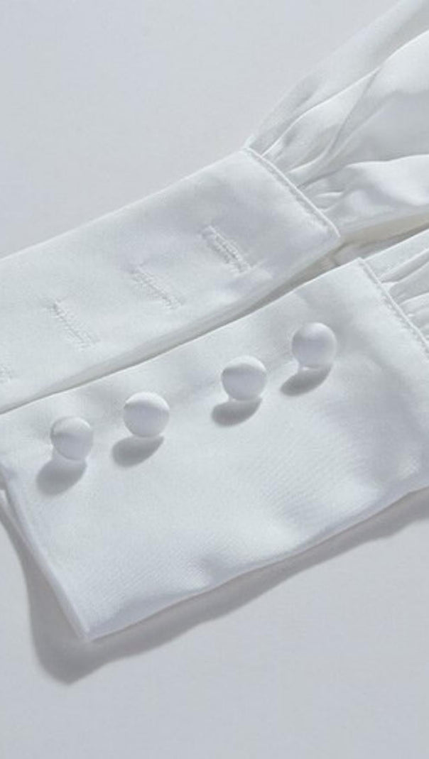 LANGÄRMELIGES MAXIKLEID MIT V-AUSSCHNITT IN WEISS
