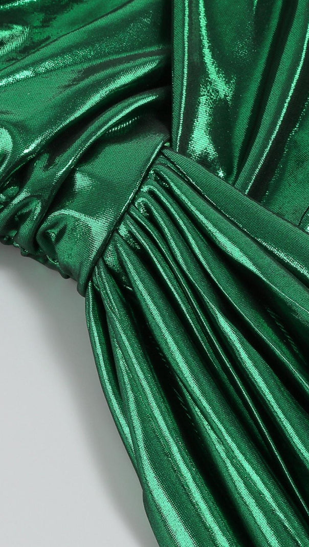 AIIZIE RUCHED STRAPLESS MAXI DRESS IN GREEN - product image