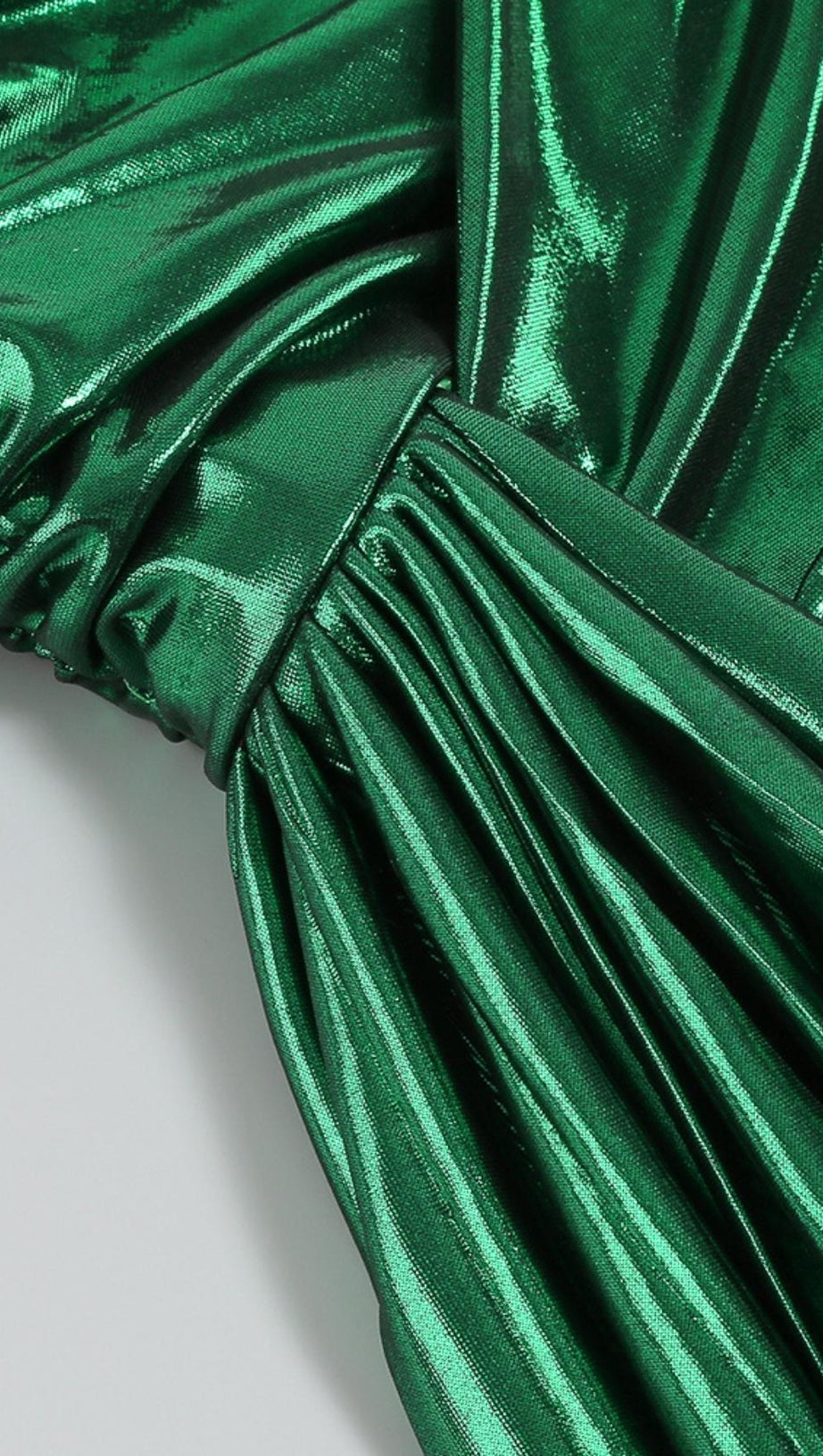 RUCHED STRAPLESS MAXI DRESS IN GREEN