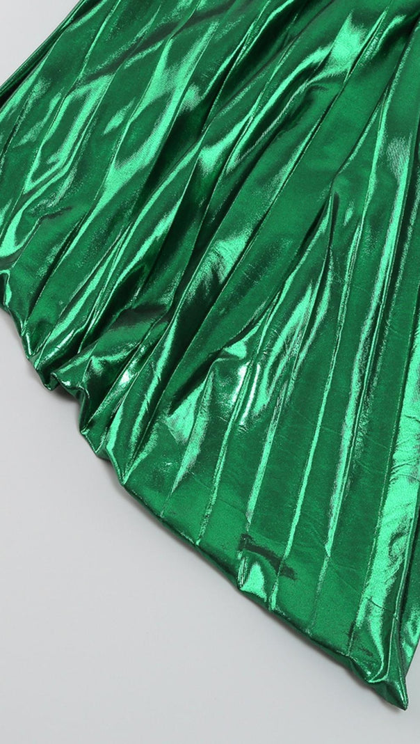 AIIZIE RUCHED STRAPLESS MAXI DRESS IN GREEN - product image