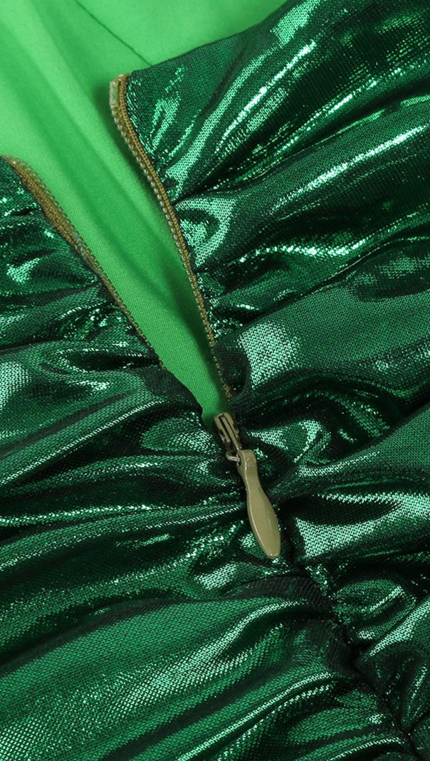 AIIZIE RUCHED STRAPLESS MAXI DRESS IN GREEN - product image