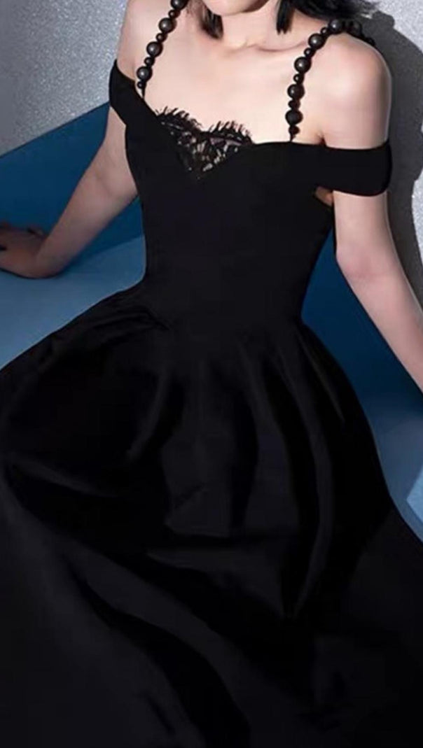 AIIZIE BANDAGE BACKLESS MAXI DRESS IN BLACK - product image