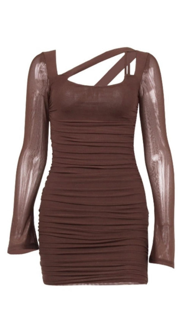 AIIZIE LONG SLEEVES MESH MINI DRESS - product image