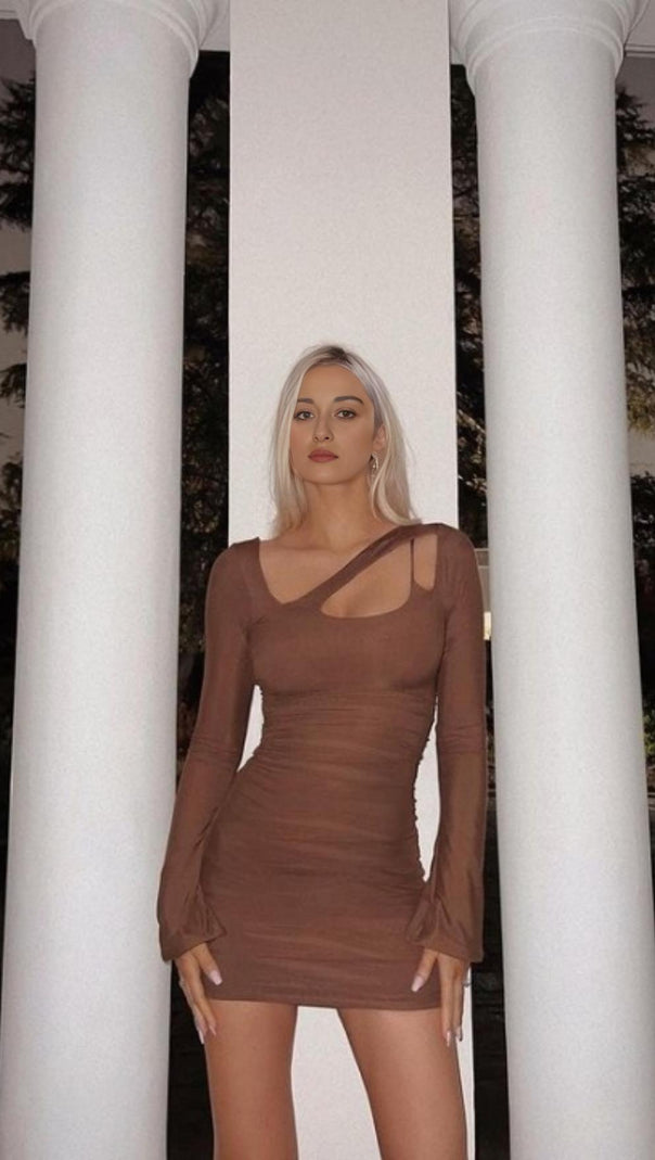 AIIZIE LONG SLEEVES MESH MINI DRESS - product image