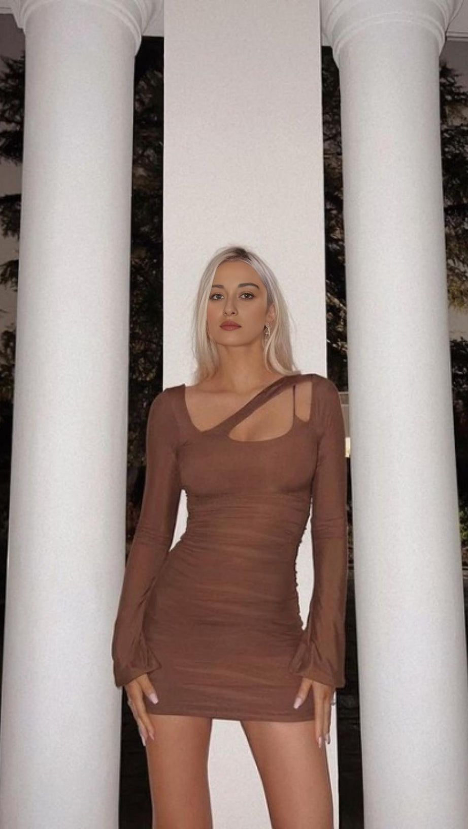 LONG SLEEVES MESH MINI DRESS