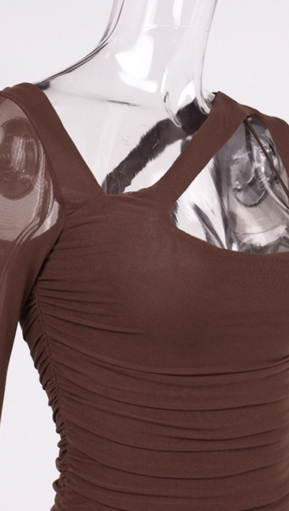 LONG SLEEVES MESH MINI DRESS