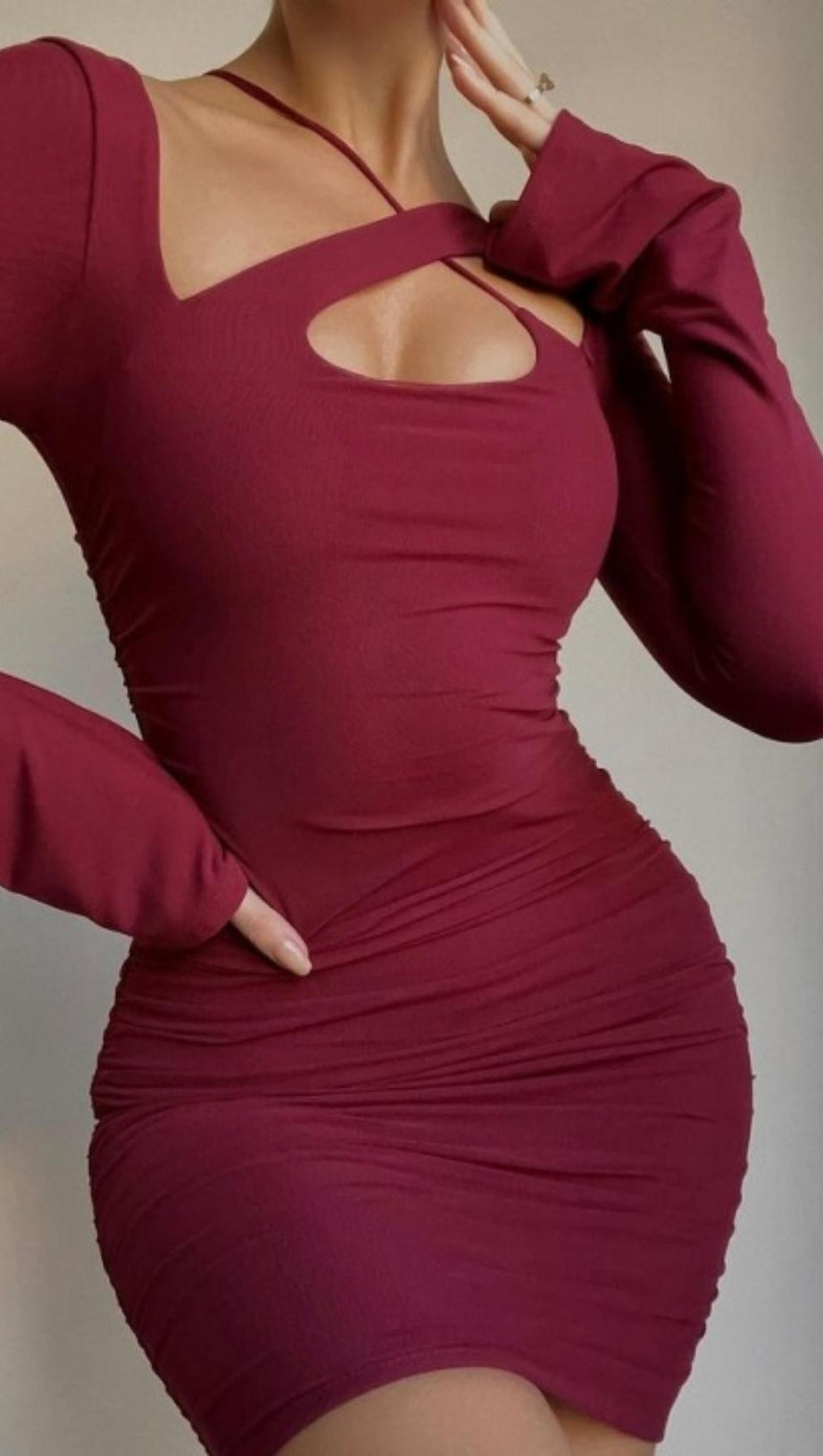 LONG SLEEVES MESH MINI DRESS