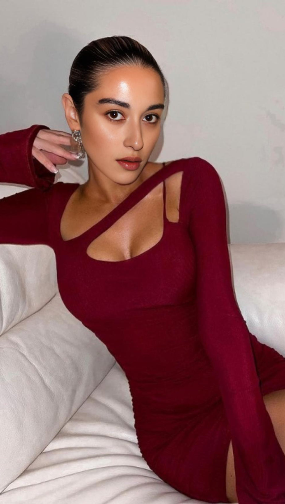 LONG SLEEVES MESH MINI DRESS