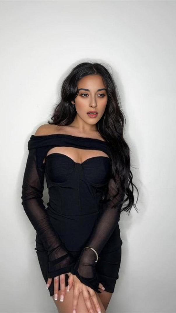 AIIZIE CUT OUT BODYCON MINI DRESS IN BLACK - product image