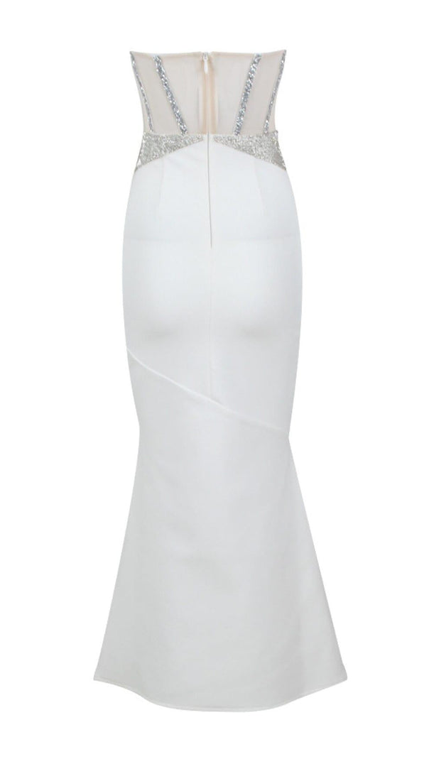 AIIZIE WHITE CRYSTAL CORSET SATIN GOWN - product image