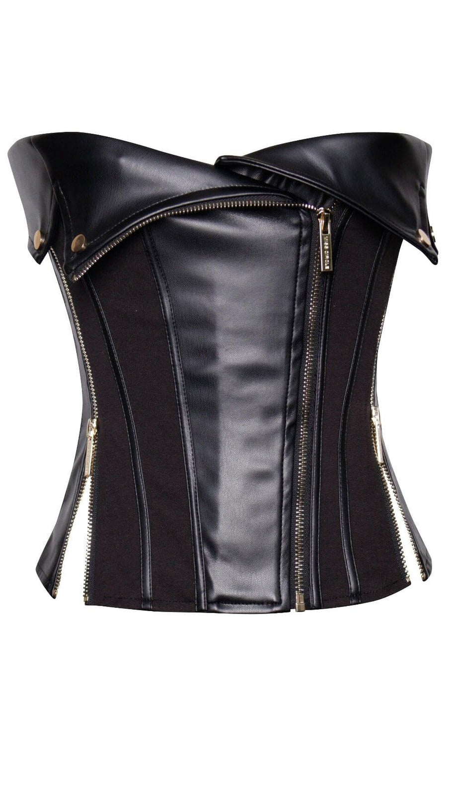 MERLINA BLACK VEGAN LEATHER BUSTIER TOP