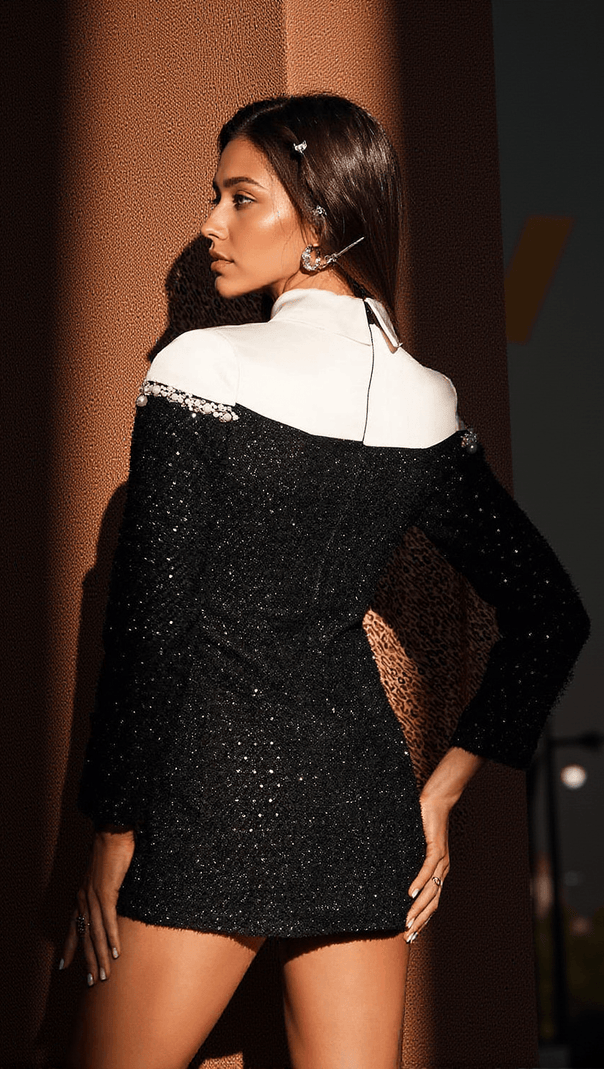 AIIZIE GALILEA EMBELLISHED SEQUIN COLLAR DRESS - product image
