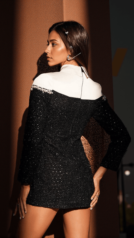 ABITO GALILEA CON COLLETTO DI PAILLETTES DECORATO