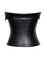 MERLINA BLACK VEGAN LEATHER BUSTIER TOP