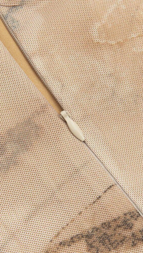 HALTERNECK LACE PANELED BACK SLIT DRESS