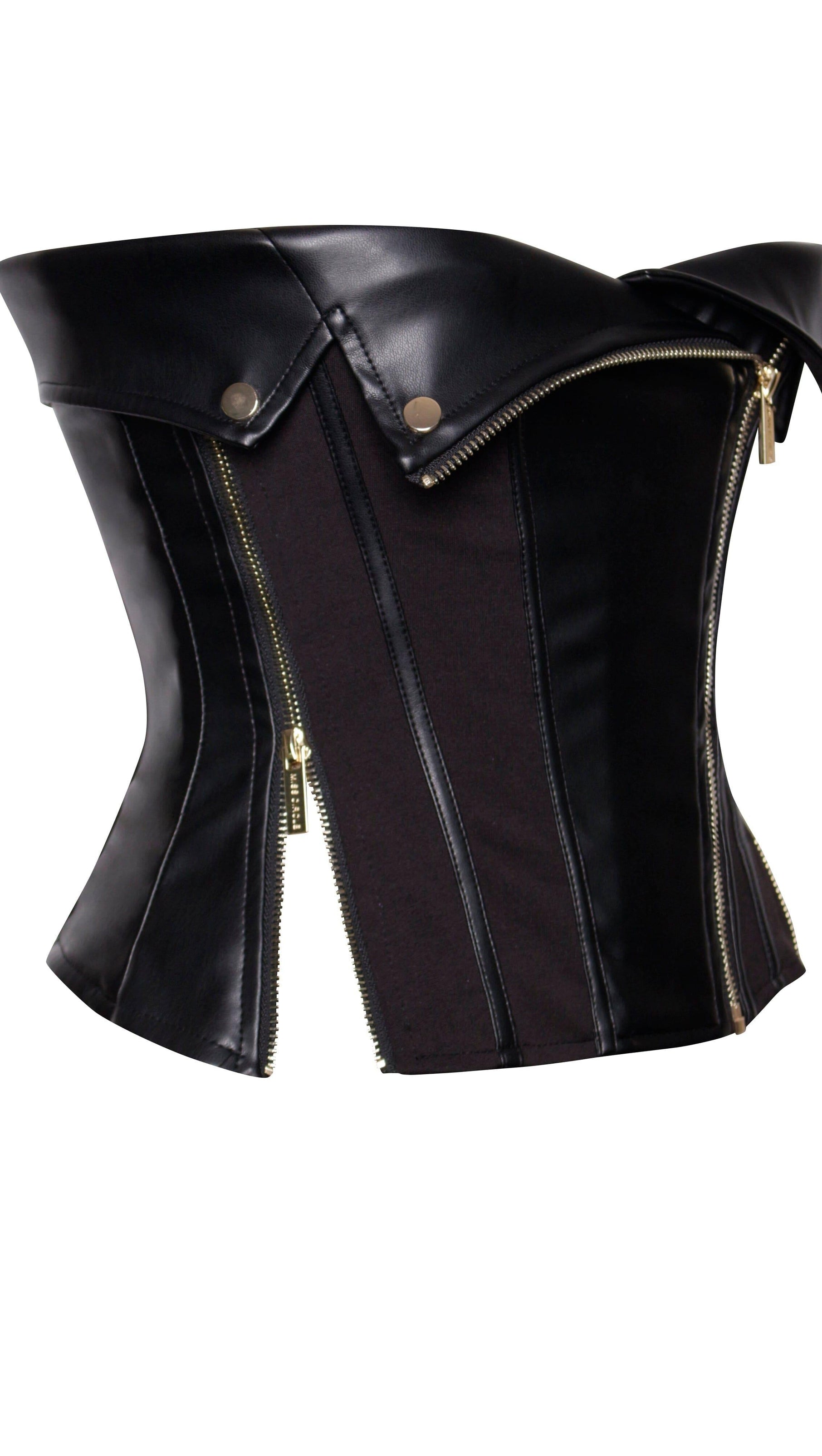 AIIZIE MERLINA BLACK VEGAN LEATHER BUSTIER TOP - product image