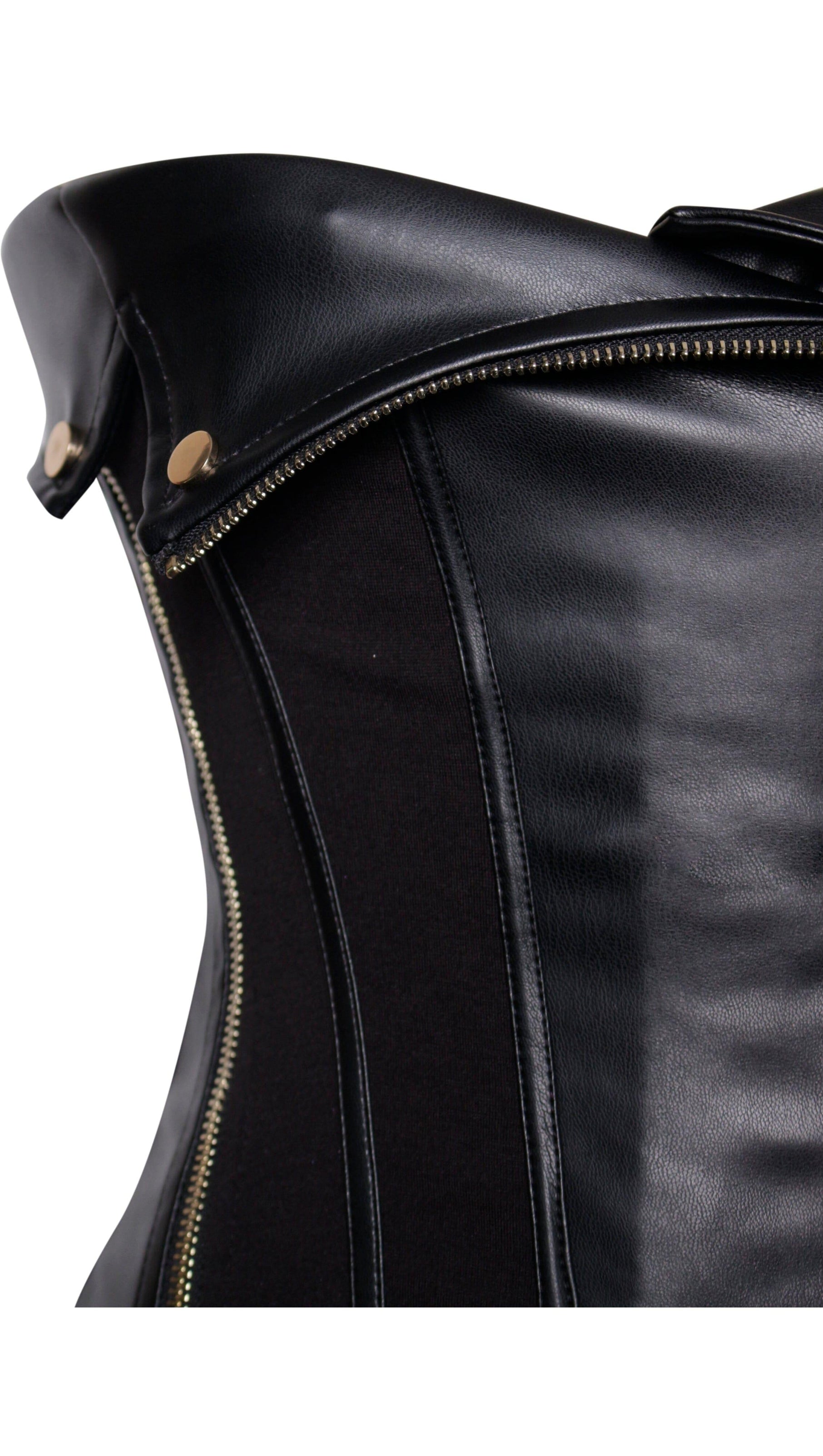 AIIZIE MERLINA BLACK VEGAN LEATHER BUSTIER TOP - product image
